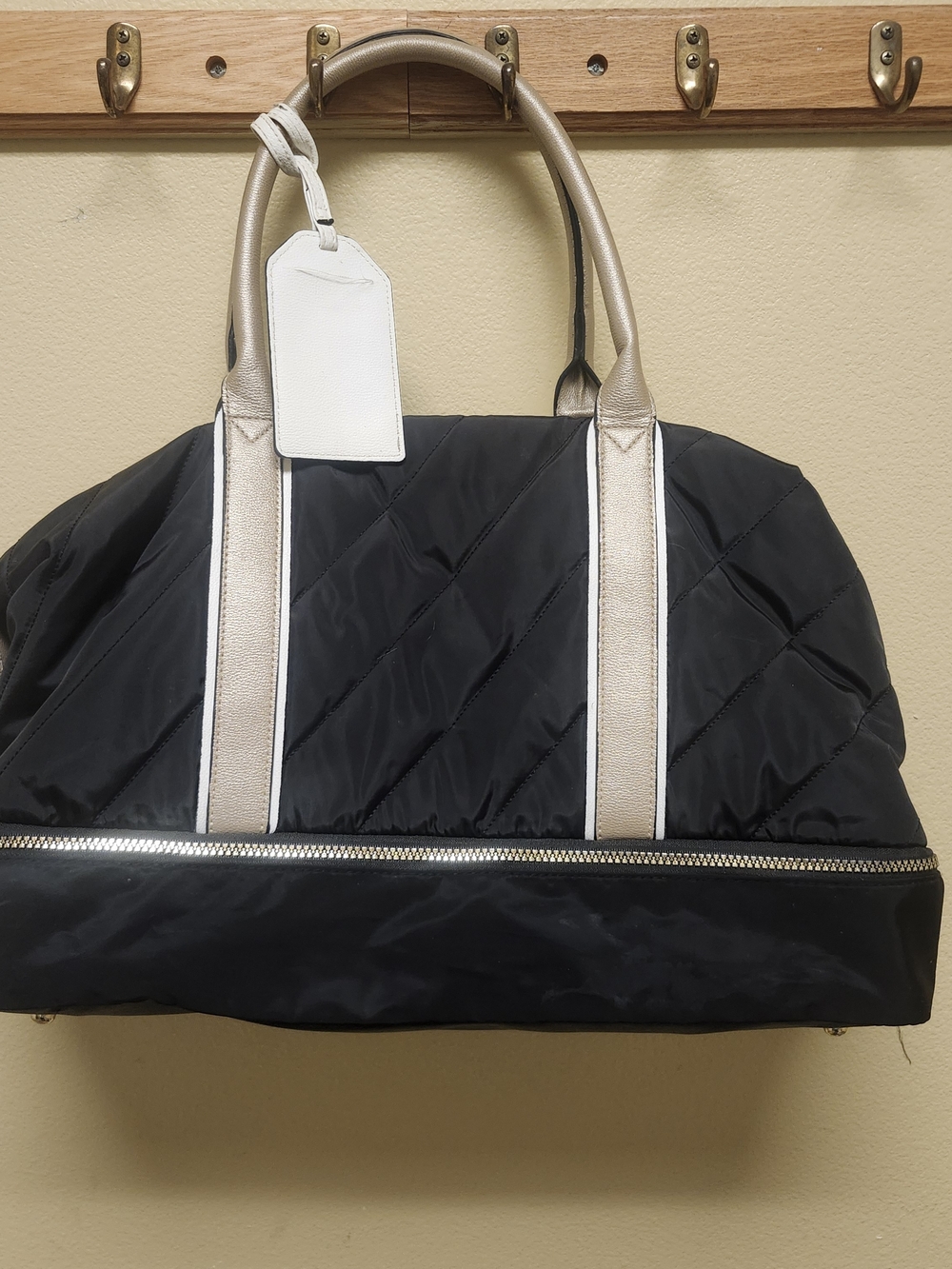 Victoria's Secret Duffel Quilted Travel Bag Black & Gold